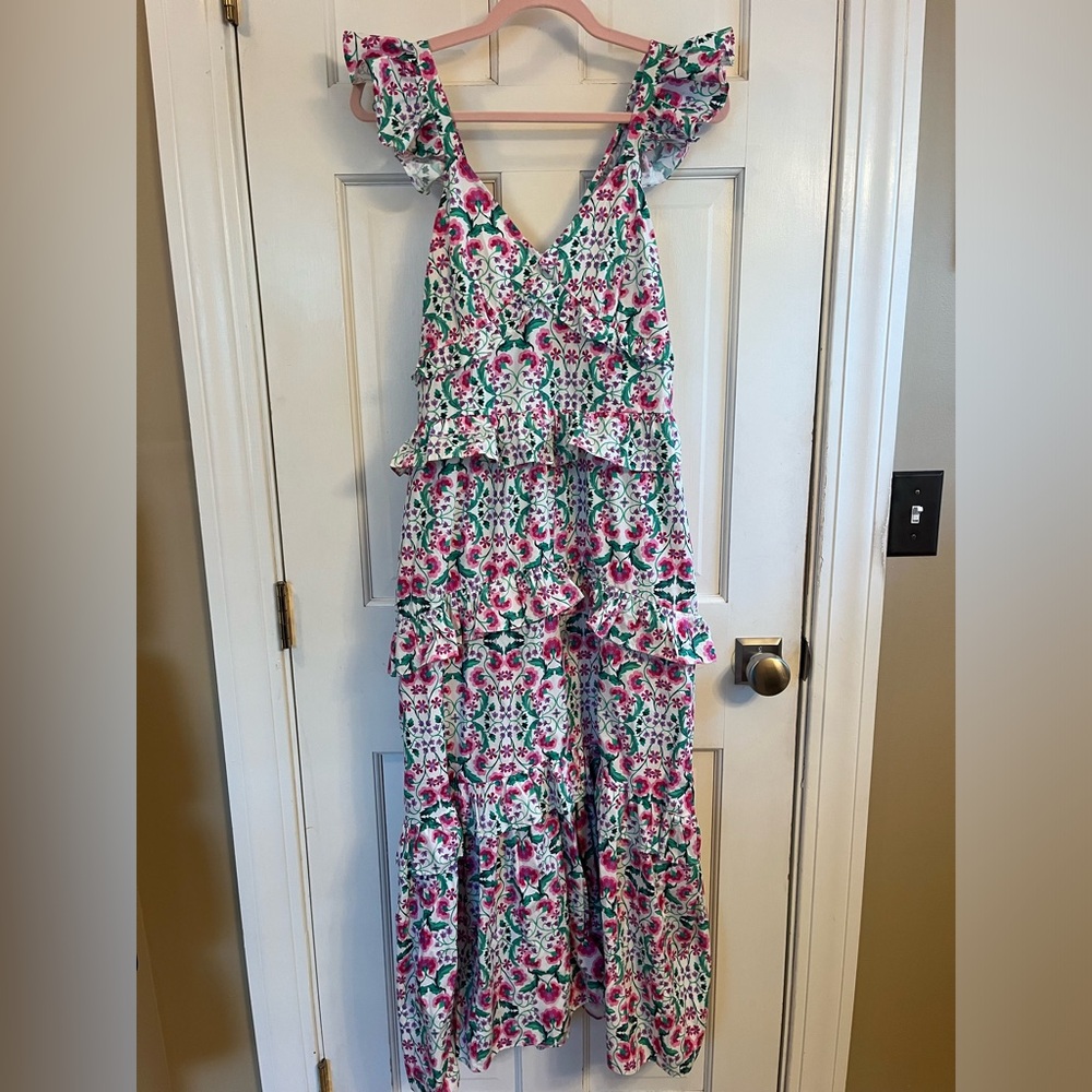 Misa Los Angeles Floral Maxi Dress - Pink and Green